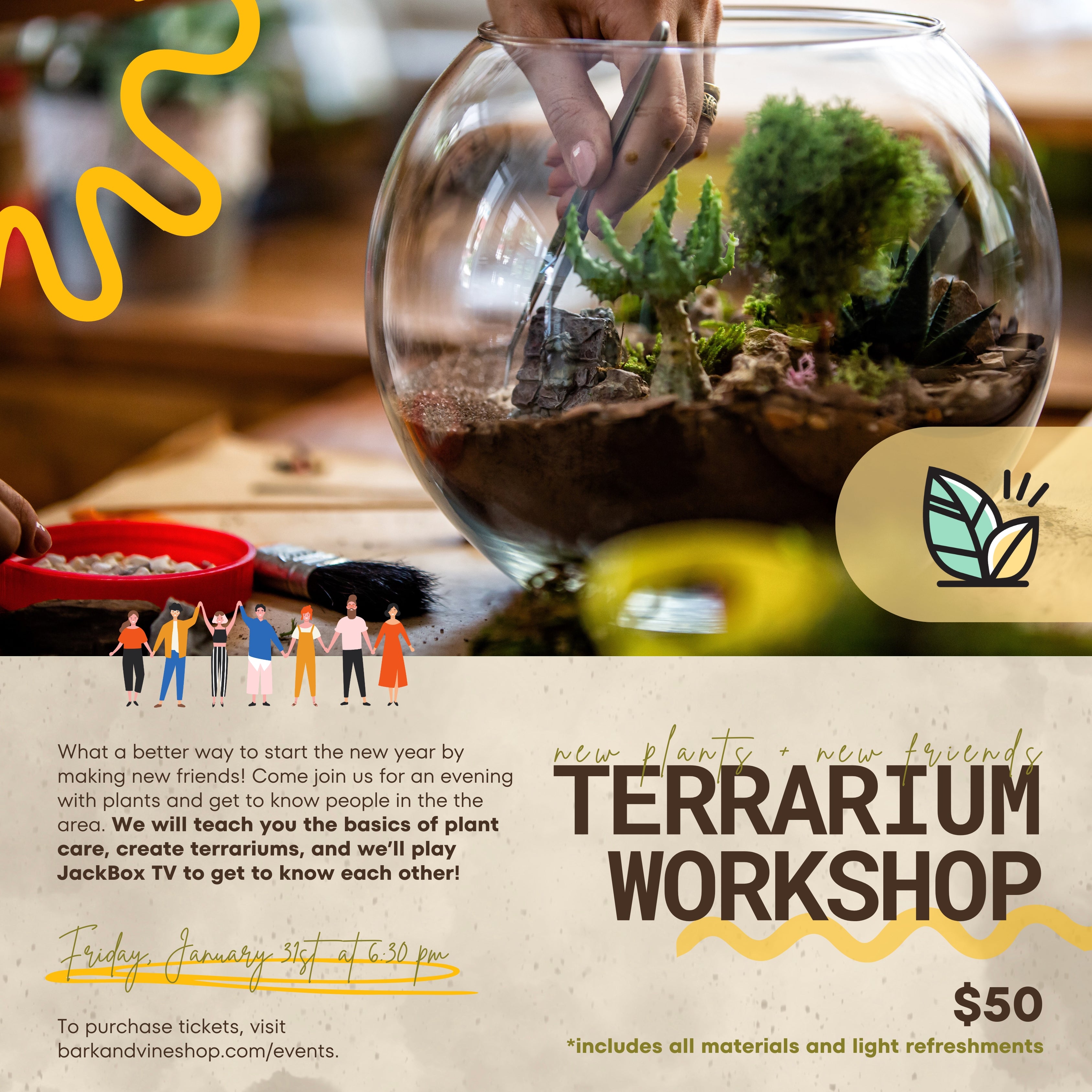 Terrarium Workshop Class – Bark & Vine